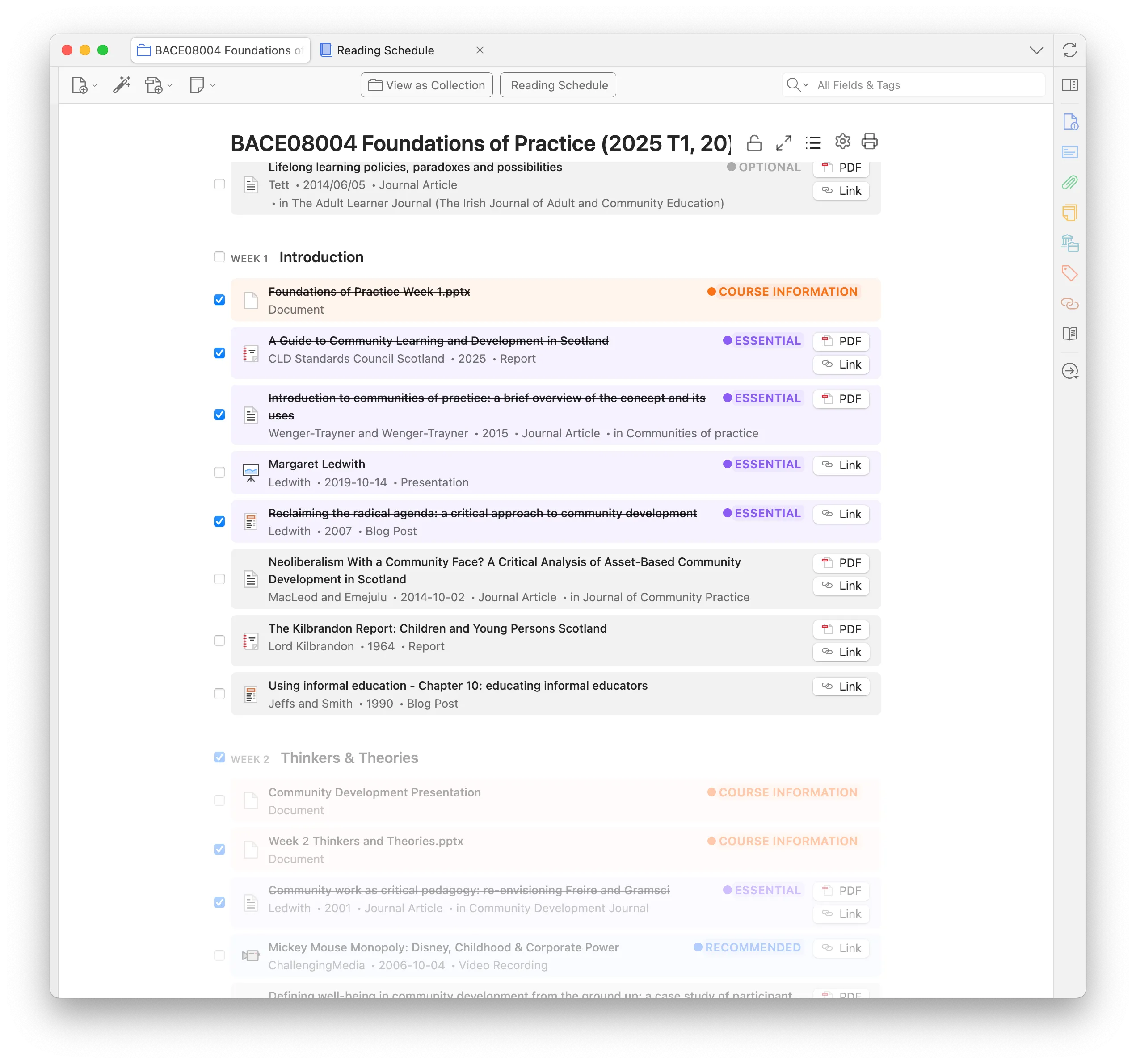 Checkboxes and status