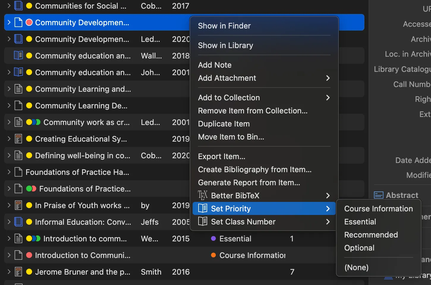 Context menu
